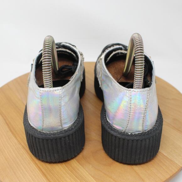 Tuk Shoes Women 7 Creeper Iridescent Crackle Mondo Holographic Platform Punk Got - Picture 8 of 15